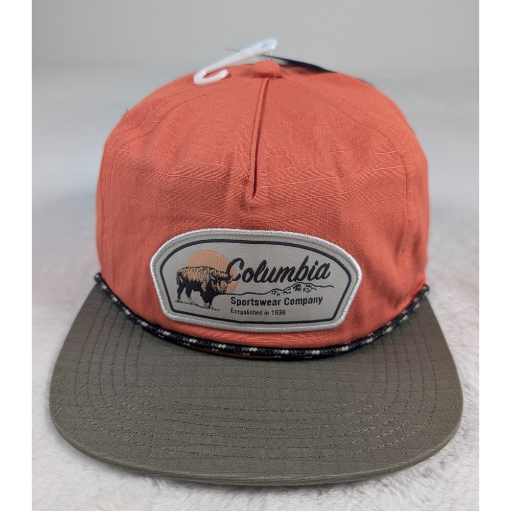 Columbia Ratchet Strap Snap Back Rope Hat Tuscan Stone Green Buffalo Roam OS NWT